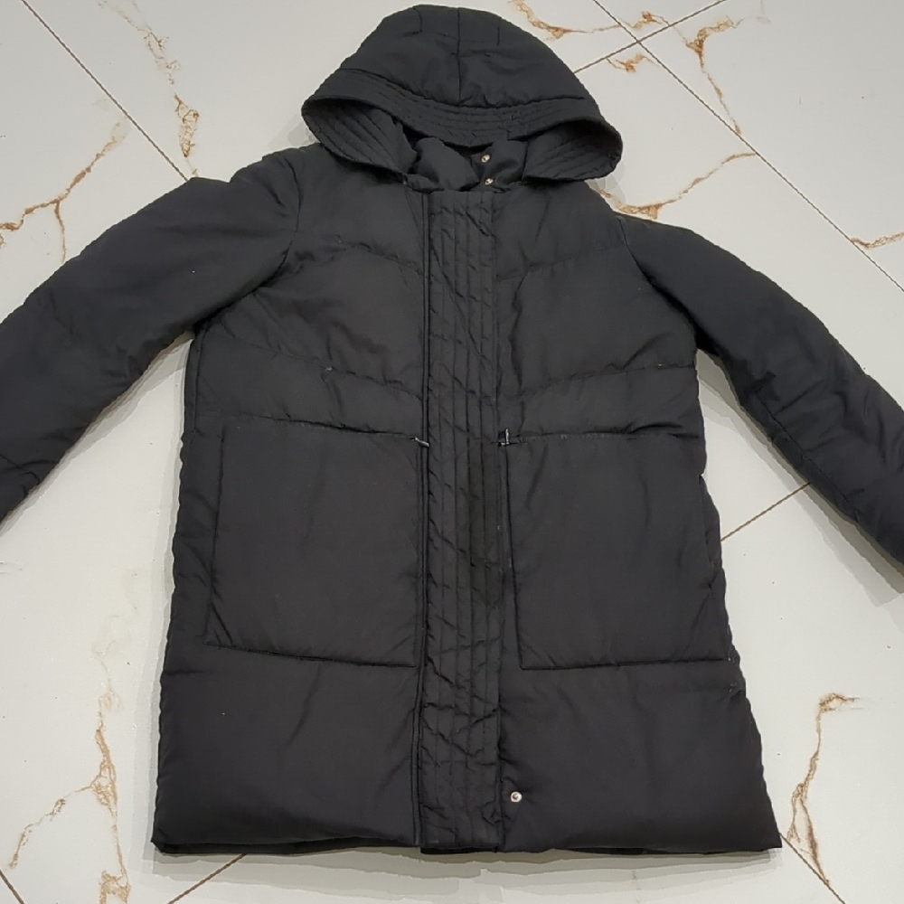 Bimba Y Lola Designer Down Winter Coat Warm Black Hooded Puffer Jacket XS - Picture 2 of 8